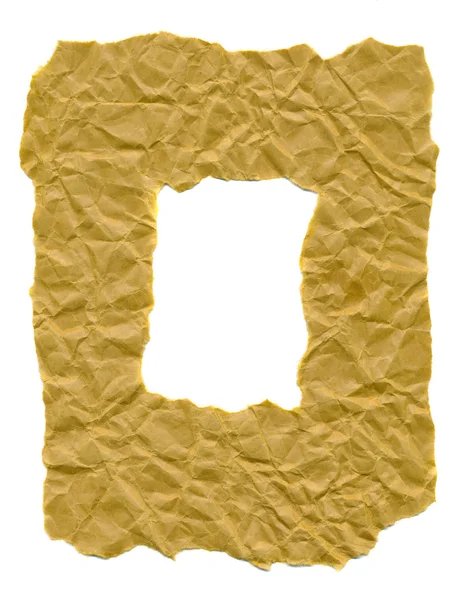 Moldura de papel enrugada isolada em branco — Fotografia de Stock