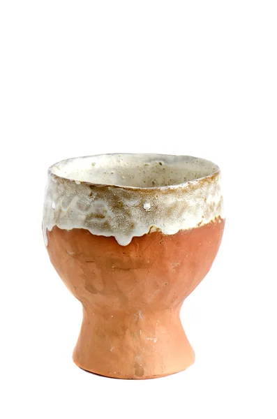 Na białym tle na biały ceramika ręcznie wazon — Zdjęcie stockowe