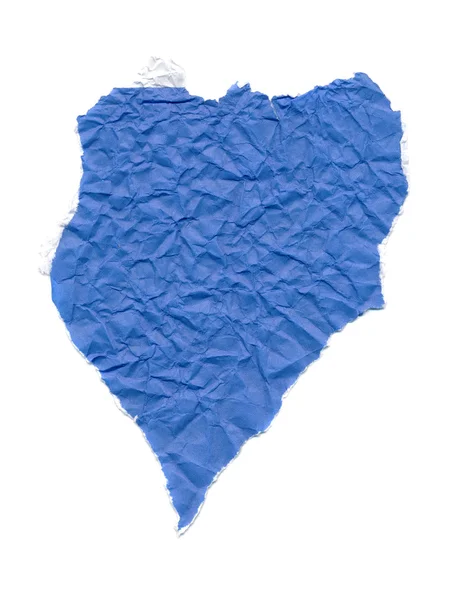 Buruşuk kağıt mavi arka plan izole — Stok fotoğraf