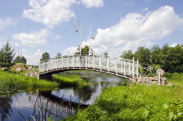 White metal bridge on river — Stock Photo, Image