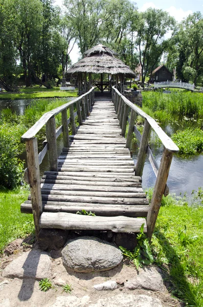 Parktaki küçük tahta köprü. — Stok fotoğraf