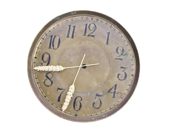 孤立した収穫時間の clockdial と耳の矢印 — ストック写真