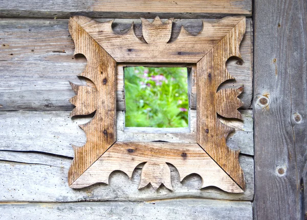 Decorative window in old farm — Stock Photo, Image