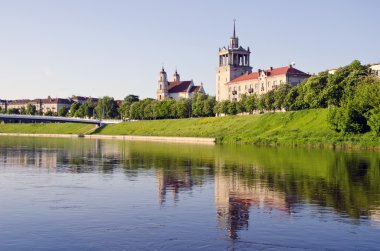 Old Vilnius and Neris river clipart