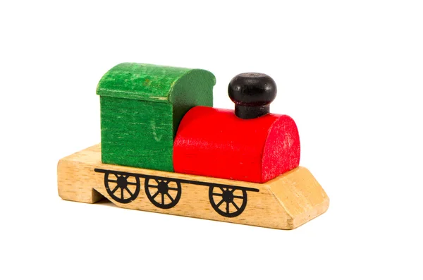 Изолированная деревянная локомотивная игрушка — стоковое фото