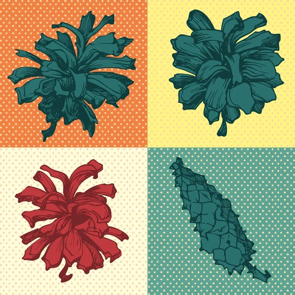 Set of spruce and pine cones — Stock Vector
