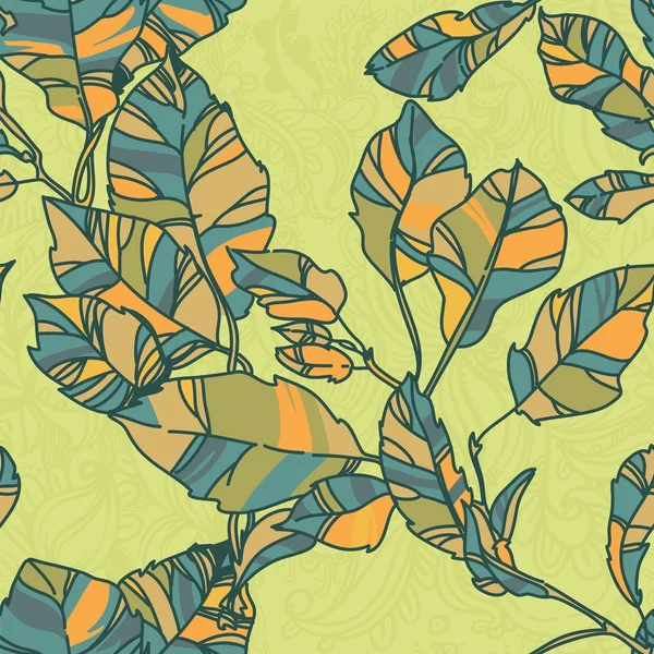 Nahtloses Muster von Herbstblättern. bunte Herbstblätter. Umrisse und helle Farben — Stockvektor