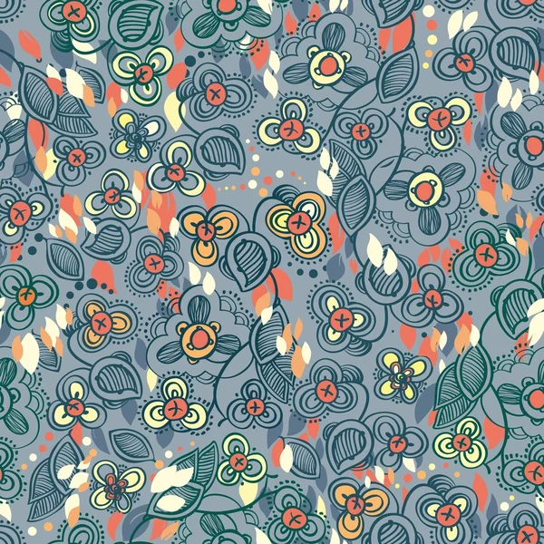 Texture sans couture avec fleurs et feuilles — Image vectorielle
