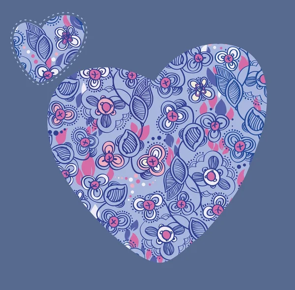 Λουλουδάτο μοτίβο γραμμική σε σχήμα καρδιάς — Διανυσματικό Αρχείο