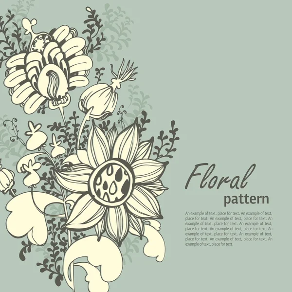 Fundo abstrato floral. plantas estilizadas flores folhas —  Vetores de Stock