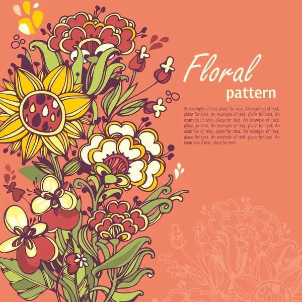 Fondo abstracto floral. plantas y hojas estilizadas — Vector de stock