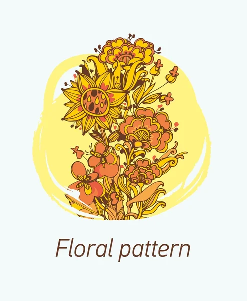 Flores soleadas sin costuras (patrón floral de verano con mancha  ) — Archivo Imágenes Vectoriales