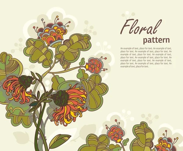 Fondo abstracto floral. plantas estilizadas flores hojas — Vector de stock
