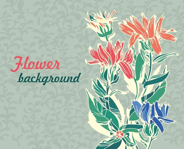 Virágos absztrakt háttér. stilizált növények, virágok levelei — Stock Vector