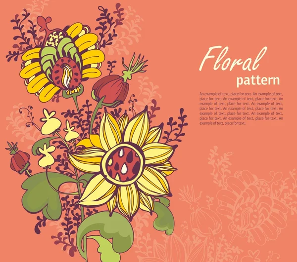 Fundo abstrato floral. plantas estilizadas flores folhas —  Vetores de Stock