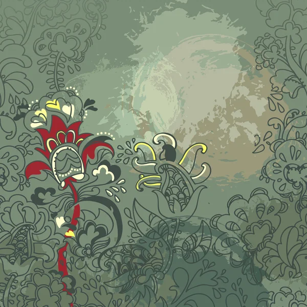 Fond abstrait floral. plantes et feuilles stylisées — Image vectorielle