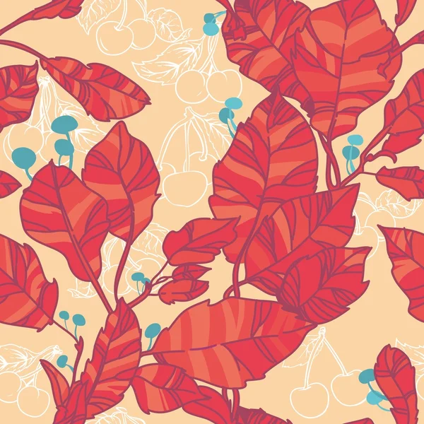 Leaf sömlös bakgrund. röda höstlöv — Stock vektor