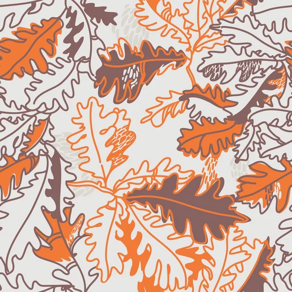 Herfst achtergrond met eikenbladeren, naadloze patroon — Stockvector