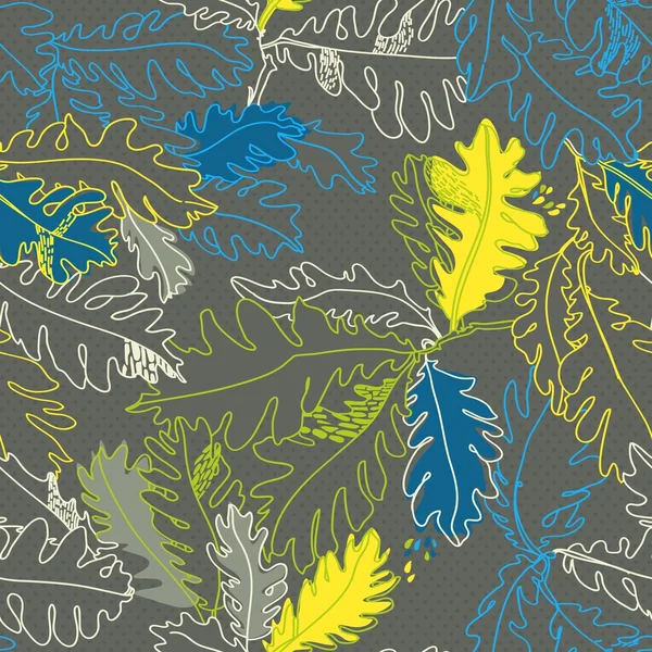 Fond d'automne avec des feuilles de chêne, motif sans couture — Image vectorielle