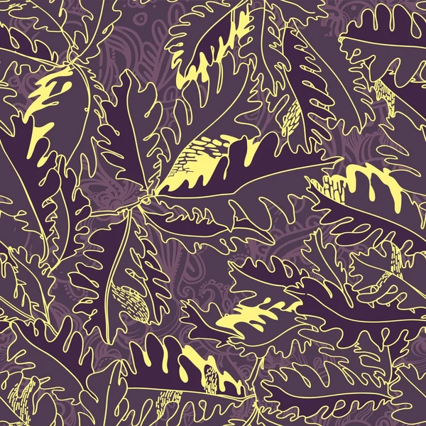 Осінній фон з дубовим листям, безшовний візерунок — стоковий вектор