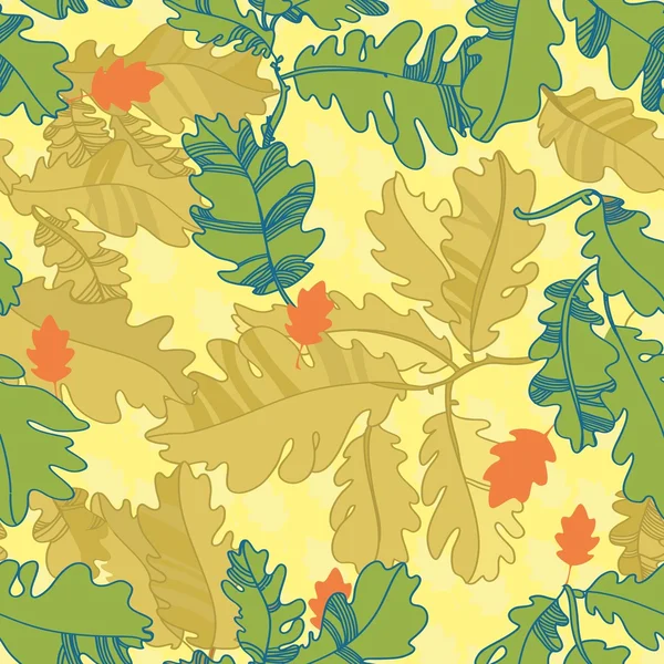 Pattern of oak autumn leaves. seamless pattern. — Stock Vector