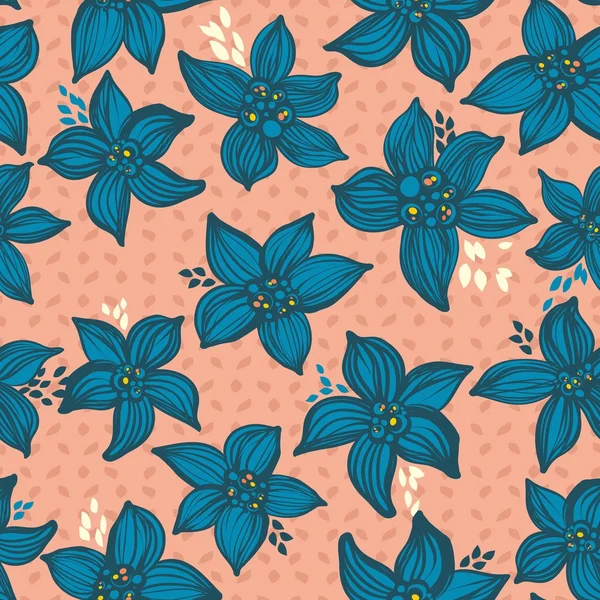 Motif floral sans couture coloré avec des étoiles — Image vectorielle