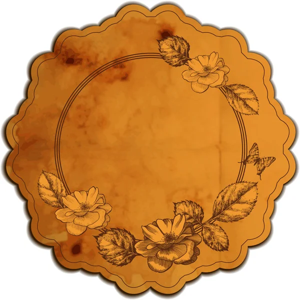 Vintage round frame adorned with roses. Vector illustration. — Stock Vector
