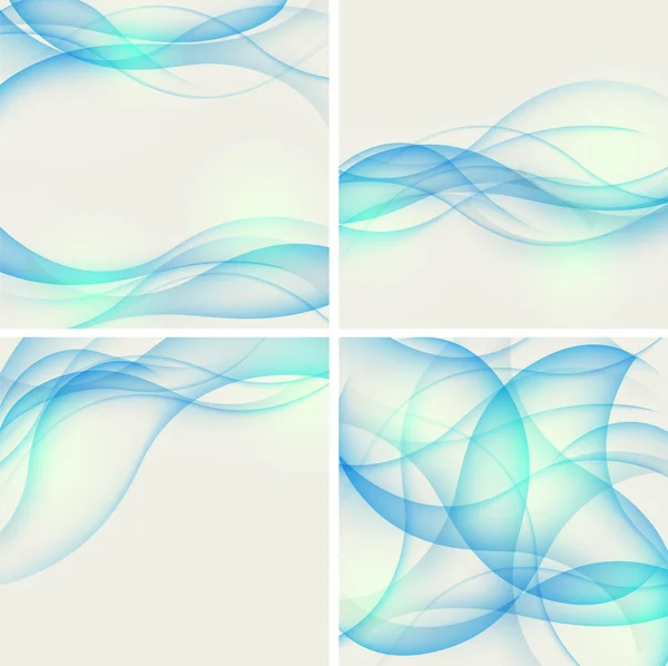 Set of abstract backgrounds with blue waves. Vector illustration. eps10 — Stock Vector