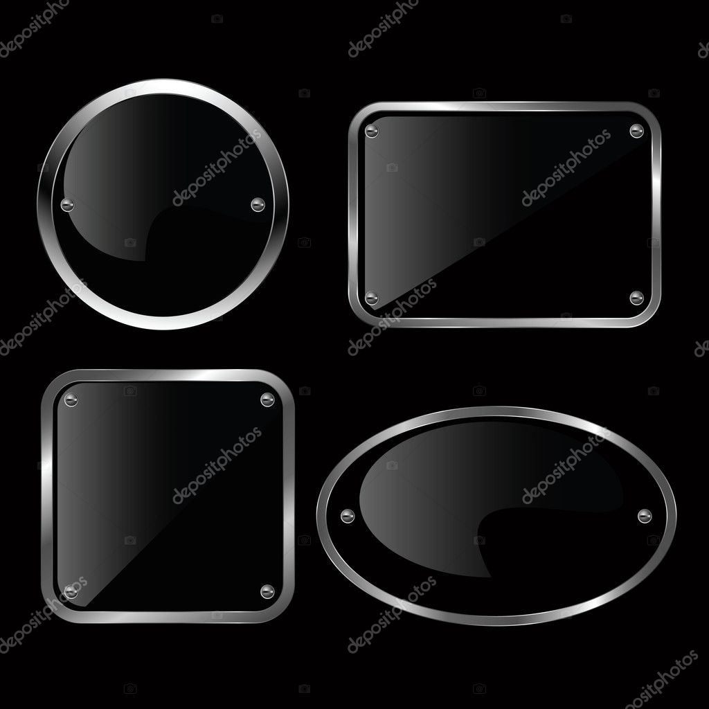 Glossy black plate set. Vector illustration. Stock Vector Image by ©Mur34 11910989