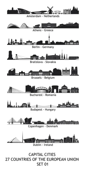 Horisont av huvudstäderna i Europeiska unionen - ange 01 — Stockfoto