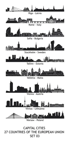欧洲联盟-的省会城市的天际线设置 03 — 图库照片