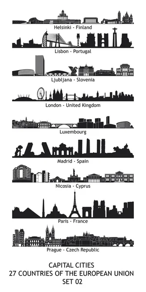 欧洲联盟-的省会城市的天际线套 02 — 图库照片#