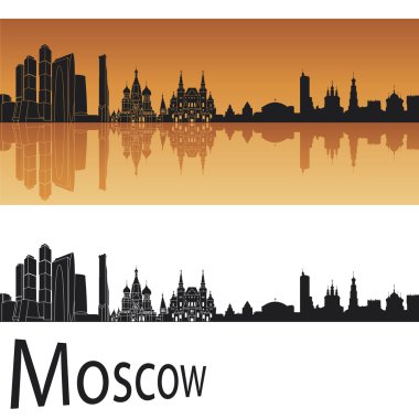 Moscow skyline in orange background in editable vector file clipart