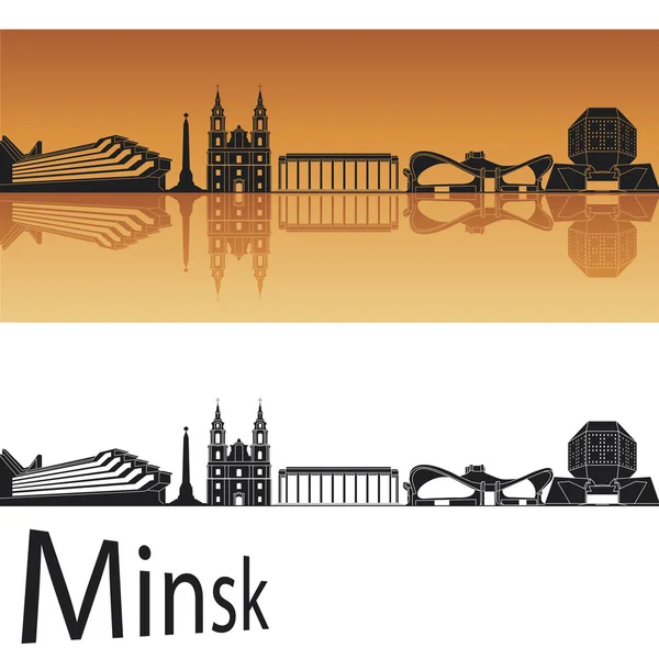 Minsk Skyline auf orangefarbenem Hintergrund — Stockvektor