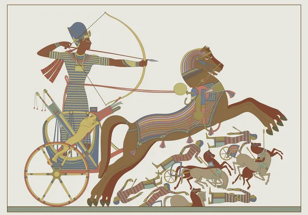 Ancient egyptian vector relief from a fresco of pharaoh Ramses — Stock Vector