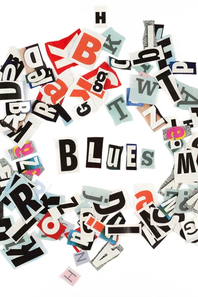 Blues inscription made with cut out letters — Stock Photo, Image