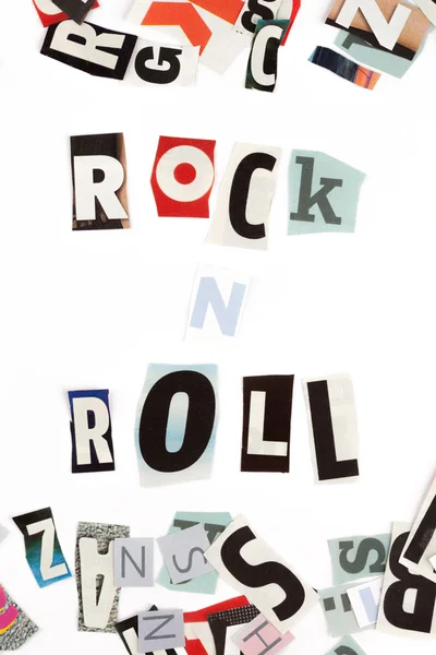 Rock n Roll inscrição feita com letras cortadas — Fotografia de Stock