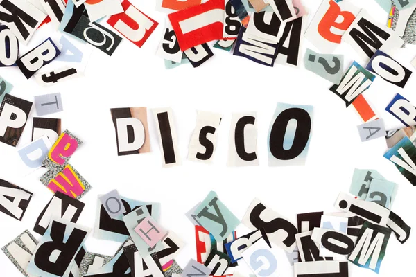 Disco inscription made with cut out letters — Stock Photo, Image