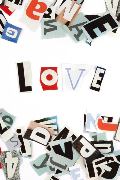 Inscrição de amor feita com letras recortadas — Fotografia de Stock