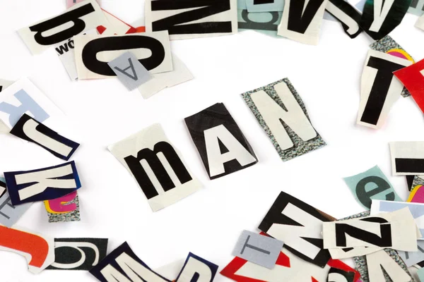 Man inscription made with cut out letters — Stock Photo, Image