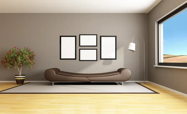 Bruin moderne woonkamer — Stockfoto