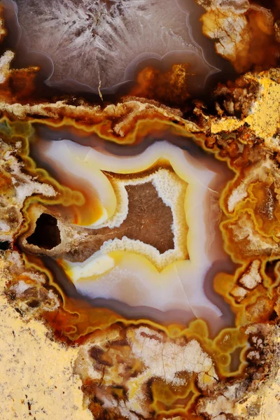 Натуральний коричневий агат з кристалами — стокове фото