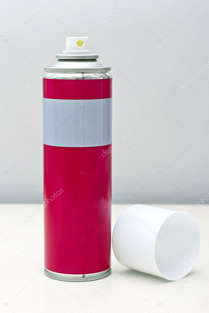 Reddish gray with a white spray can lid