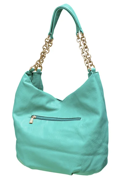 Dámská kožená kabelka zelená barva — Stock fotografie