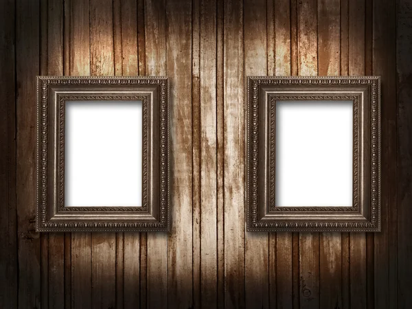 Two picture frames on a wooden background grunge — Stock Photo, Image