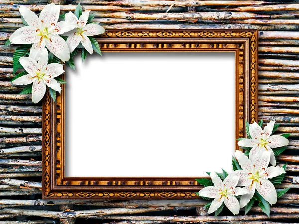 Frame with lily flowers — Stock Photo, Image