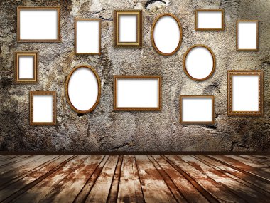 Picture frames on a stone grange background clipart
