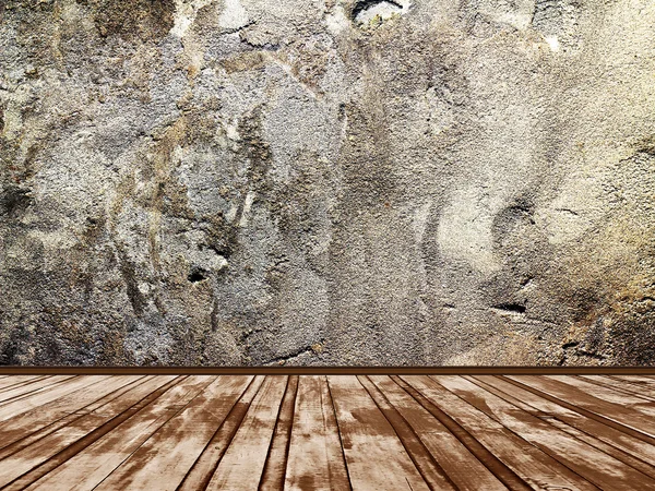 Interno di una stanza con un muro di pietra — Foto Stock