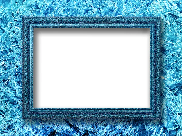 Eis-Bilderrahmen auf einem Hintergrund aus Eiskristallen — Stockfoto