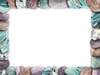 Frame made of multicolored stones, spa background clipart